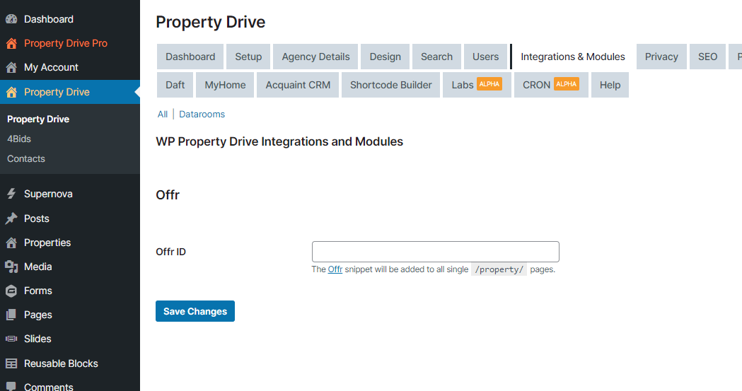 How to integrate Offr with WP Property Drive
